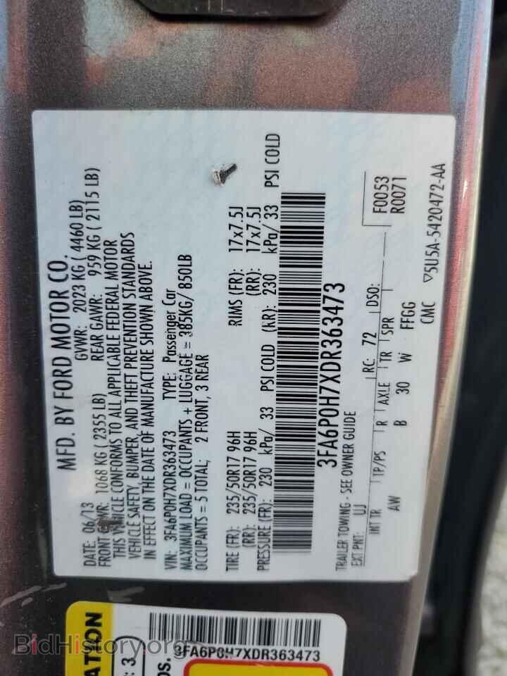 2013 FORD FUSION - VIN: 3FA6P0H7XDR363473 - Фото 13