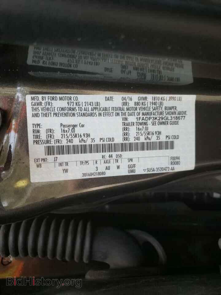 2016 FORD FOCUS - VIN: 1FADP3K29GL318677 - Фото 10
