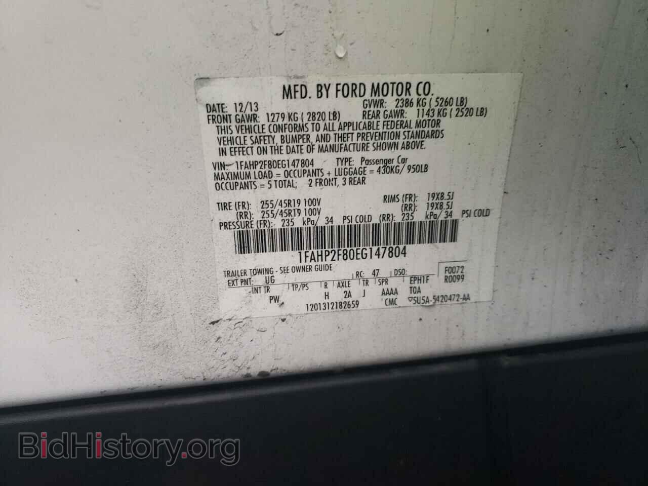 2014 FORD TAURUS - VIN: 1FAHP2F80EG147804 - Фото 10