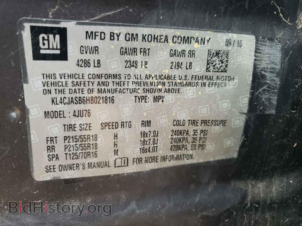 2017 BUICK ENCORE - VIN: KL4CJASB6HB021816 - Фото 10