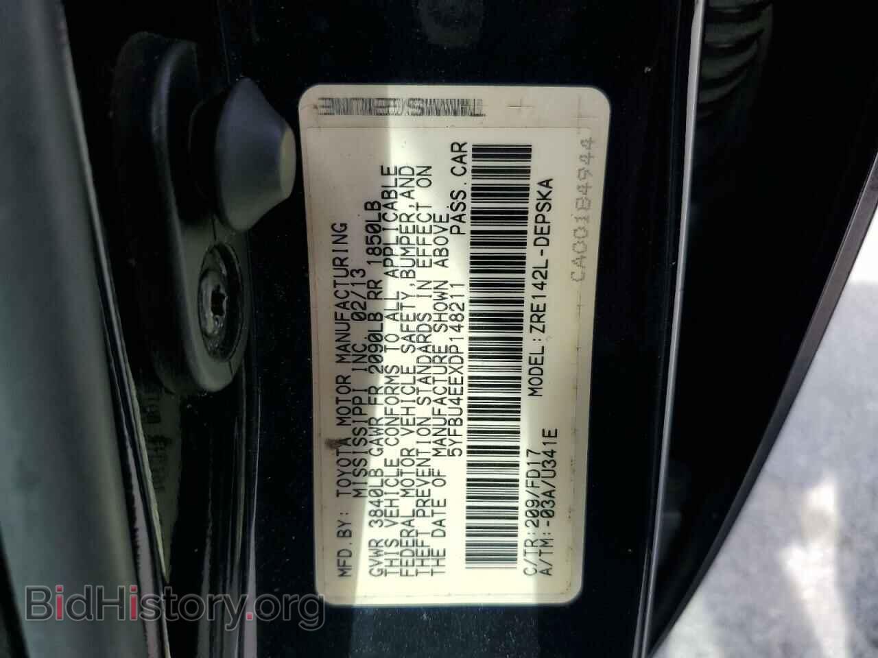 2013 TOYOTA COROLLA - VIN: 5YFBU4EEXDP148211 - Фото 12