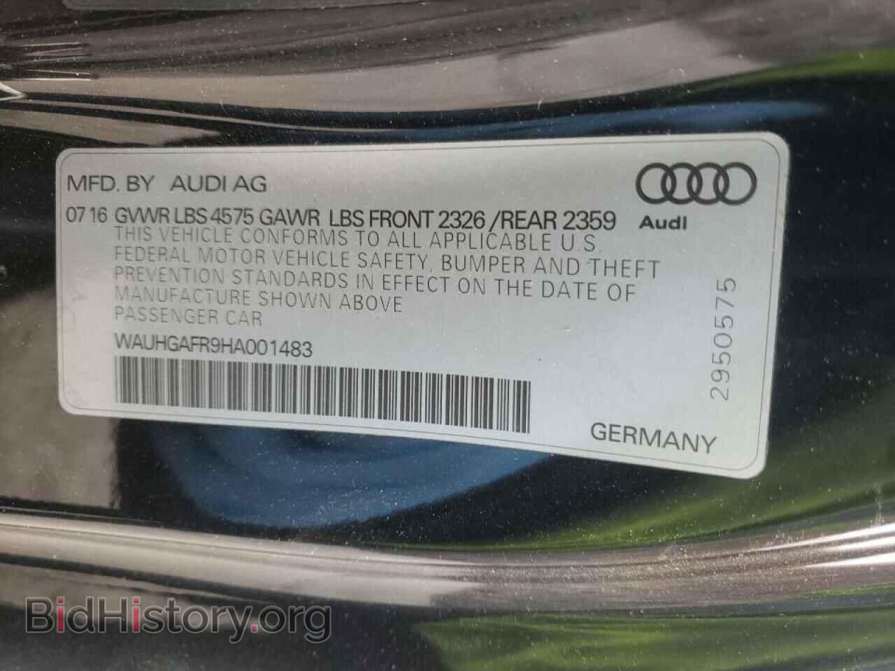 2017 AUDI A5 - VIN: WAUHGAFR9HA001483 - Фото 10