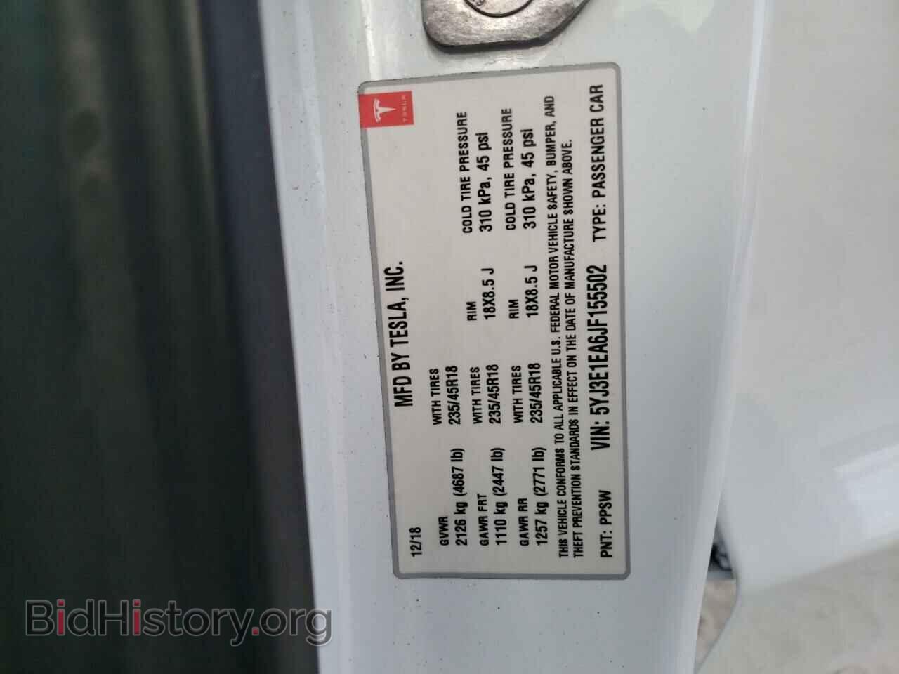 2018 TESLA MODEL 3 - VIN: 5YJ3E1EA6JF155502 - Фото 13