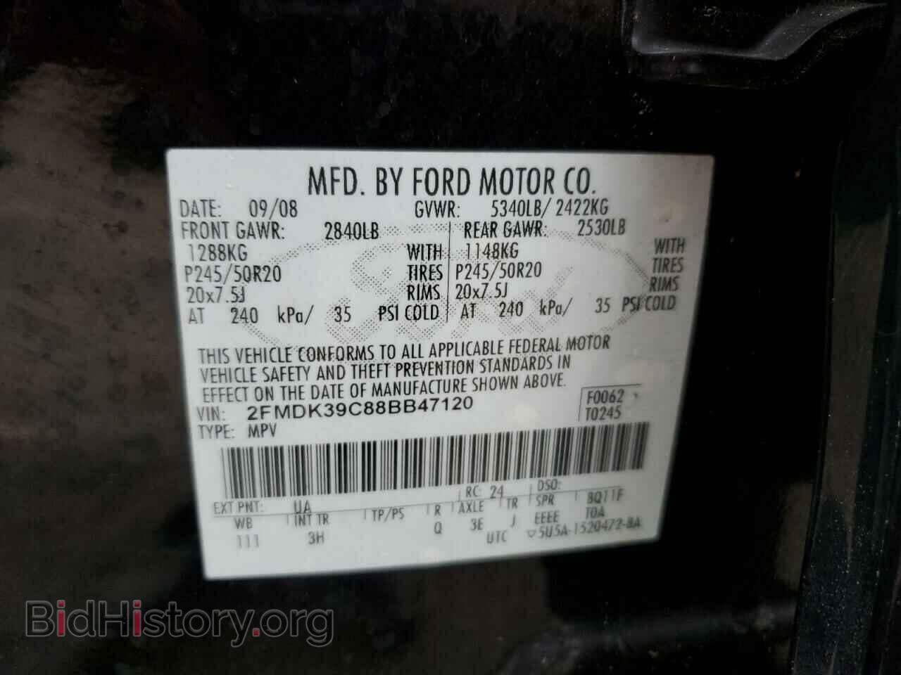 2008 FORD EDGE - VIN: 2FMDK39C88BB47120 - Photo 12