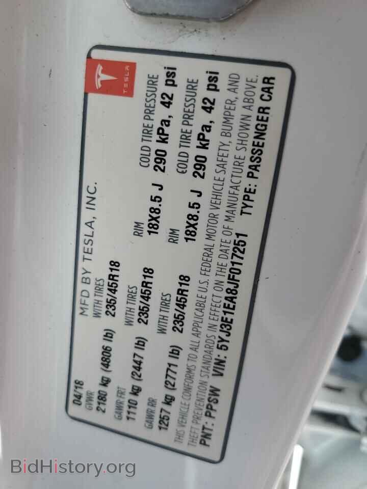 2018 TESLA MODEL 3 - VIN: 5YJ3E1EA8JF017251 - Фото 12