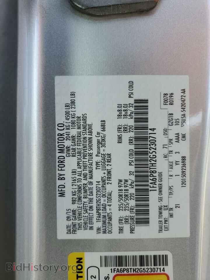 2016 FORD ALL Models - VIN: 1FA6P8TH2G5230714 - Фото 13