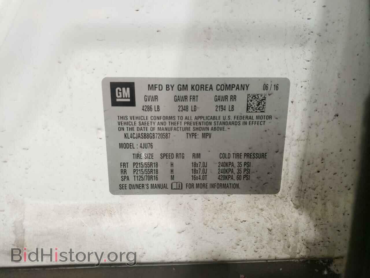2016 BUICK ENCORE - VIN: KL4CJASB8GB720587 - Фото 10