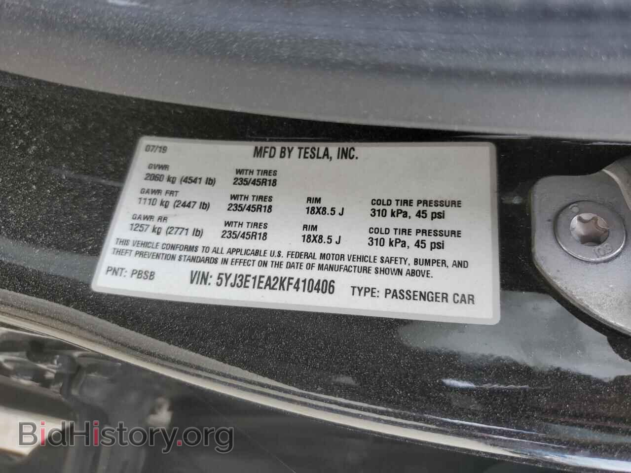 2019 TESLA MODEL 3 - VIN: 5YJ3E1EA2KF410406 - Photo 12