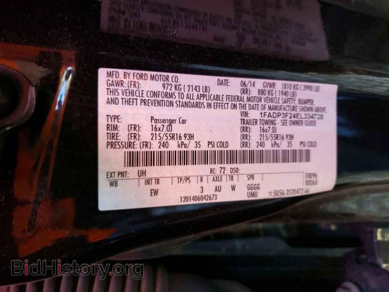 2014 FORD FOCUS - VIN: 1FADP3F24EL334728 - Фото 10
