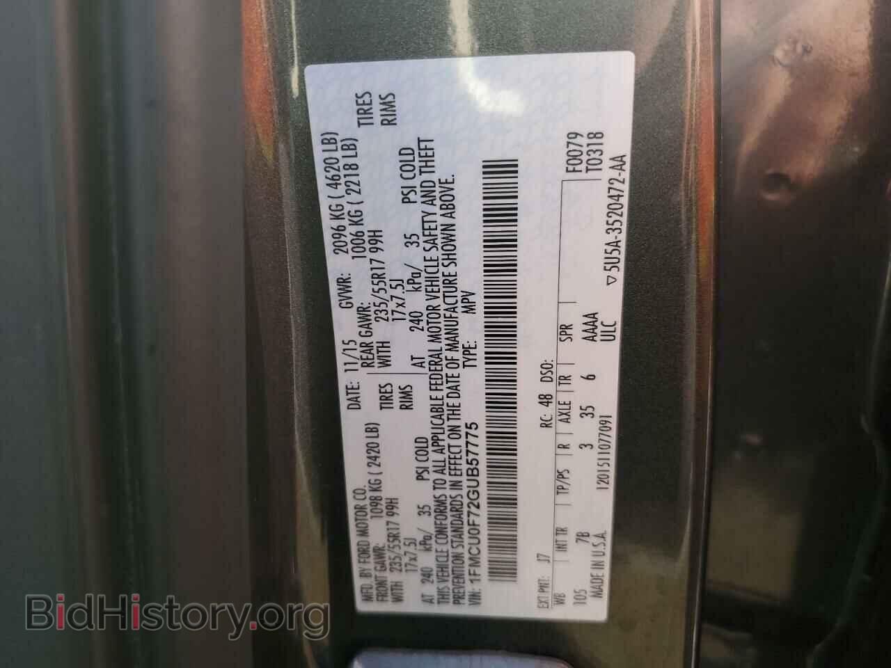 2016 FORD ESCAPE - VIN: 1FMCU0F72GUB57775 - Photo 13