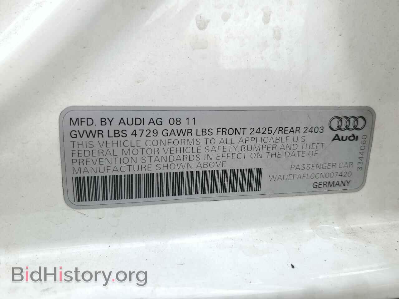 2012 AUDI A4 - VIN: WAUEFAFL0CN007420 - Фото 13