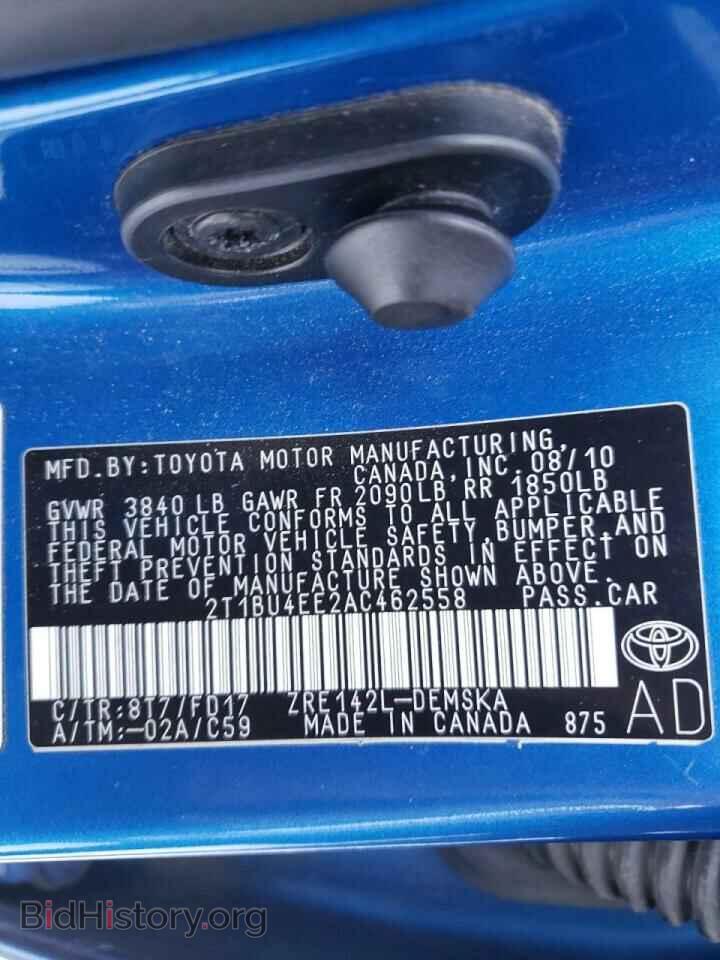 2010 TOYOTA COROLLA - VIN: 2T1BU4EE2AC462558 - Фото 10