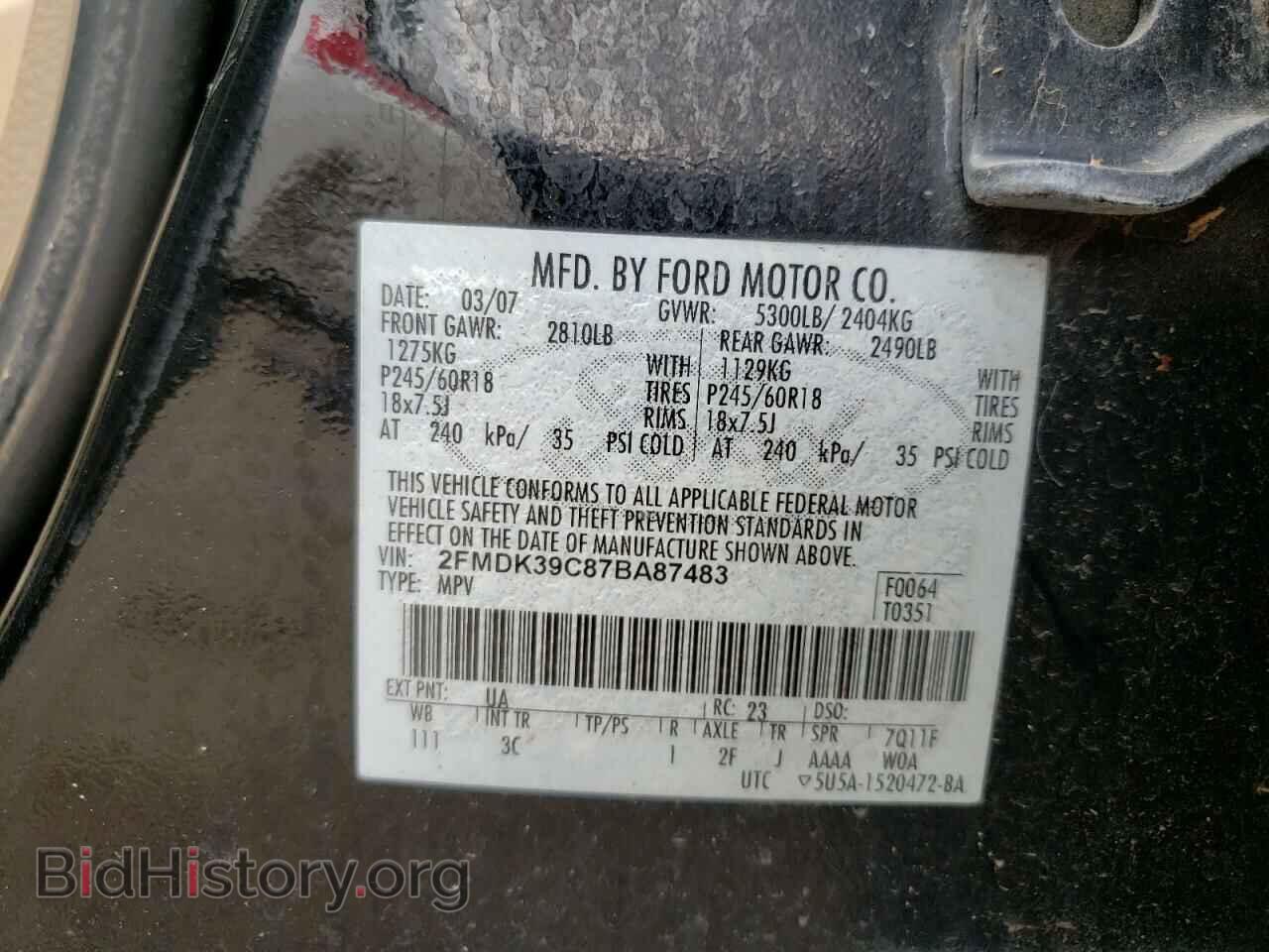 2007 FORD EDGE - VIN: 2FMDK39C87BA87483 - Photo 10