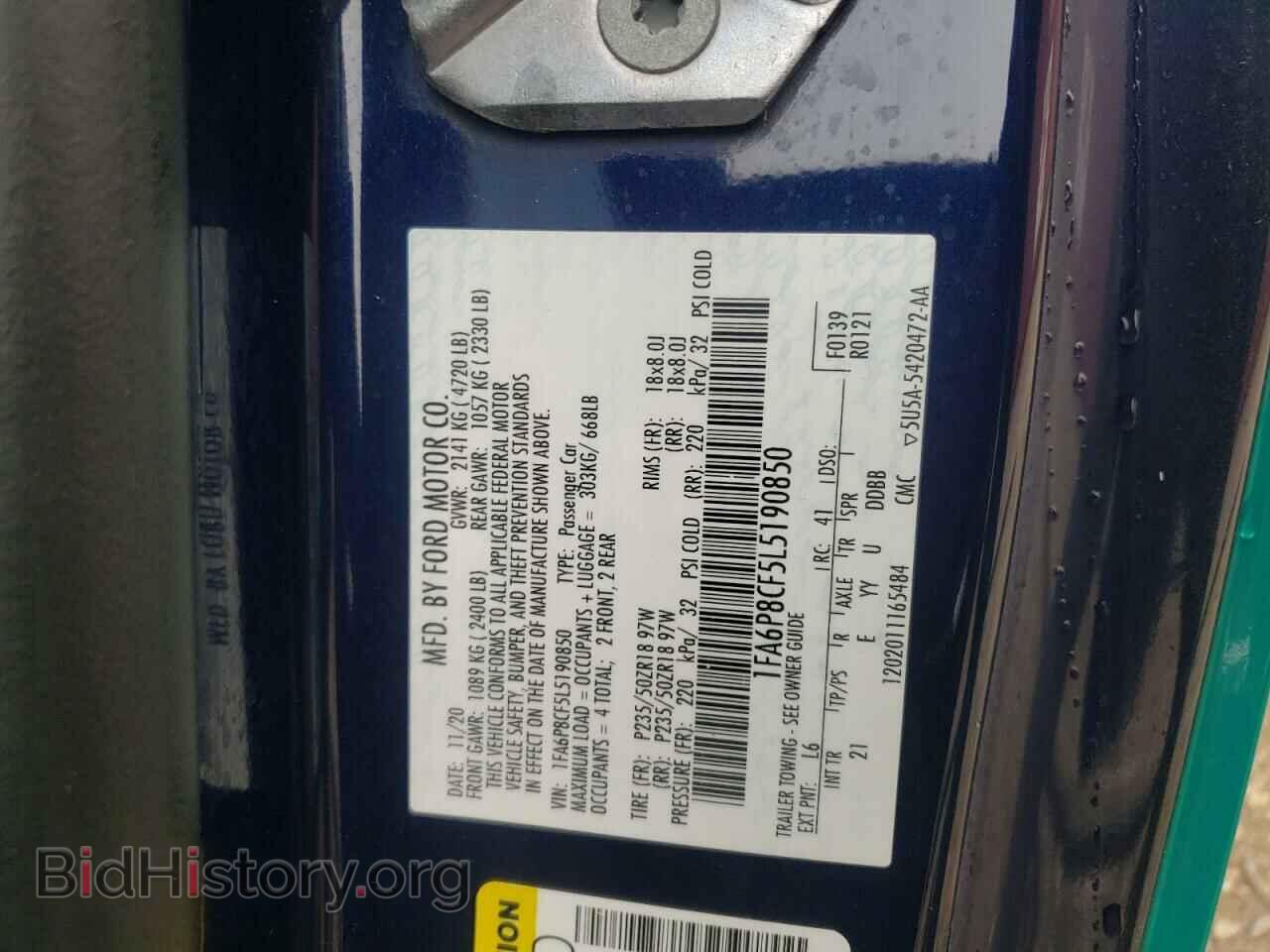 2020 FORD MUSTANG - VIN: 1FA6P8CF5L5190850 - Фото 13