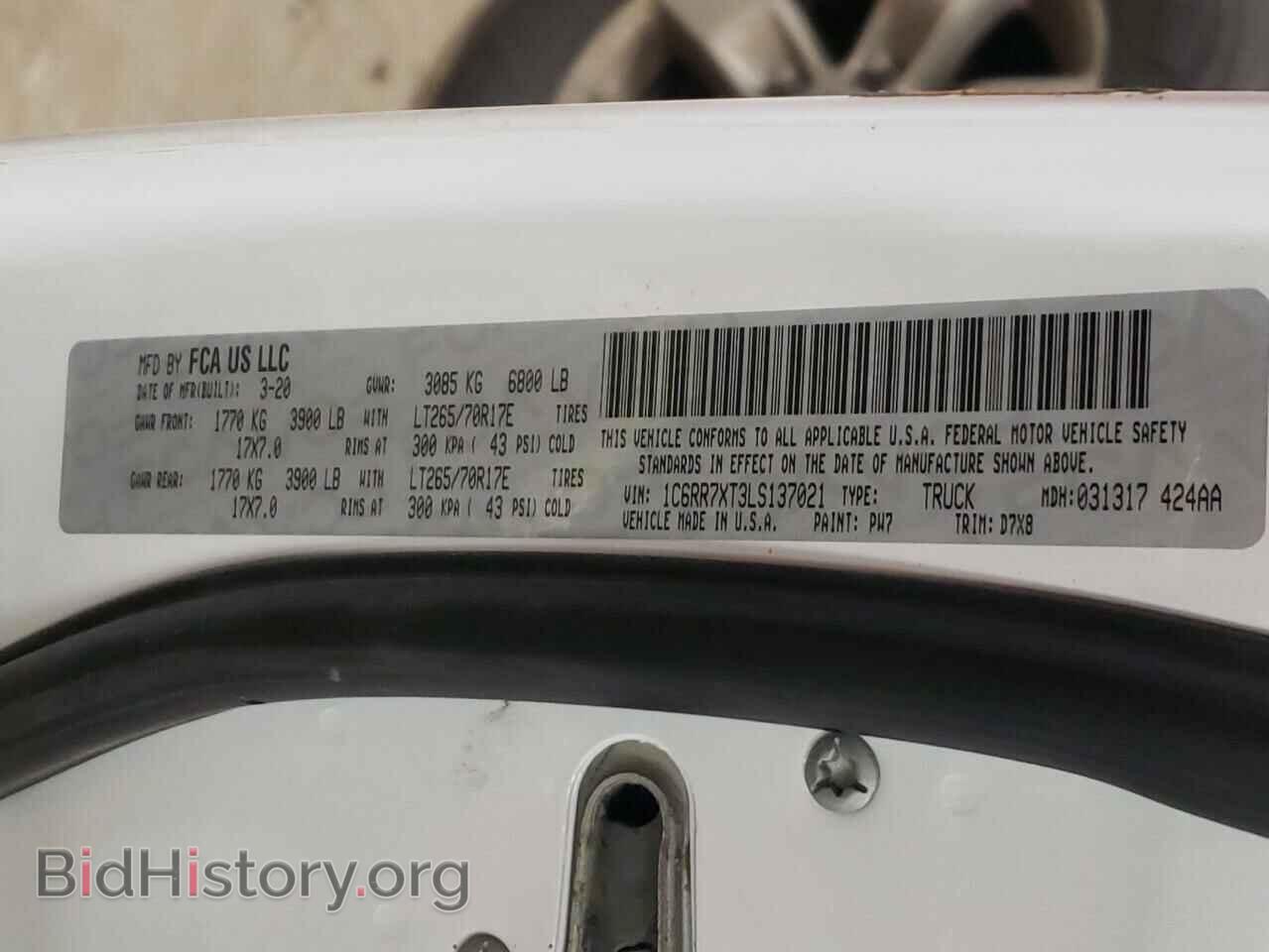 2020 RAM 1500 - VIN: 1C6RR7XT3LS137021 - Фото 10