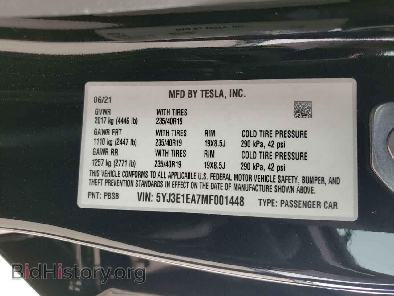 2021 TESLA MODEL 3 - VIN: 5YJ3E1EA7MF001448 - Photo 10
