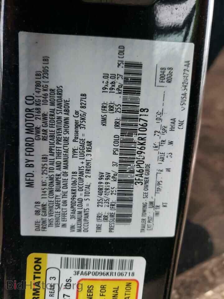 2019 FORD FUSION - VIN: 3FA6P0D96KR106718 - Фото 13
