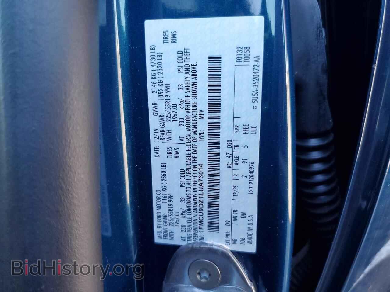 2020 FORD ESCAPE - VIN: 1FMCU9DZ1LUA73014 - Photo 14