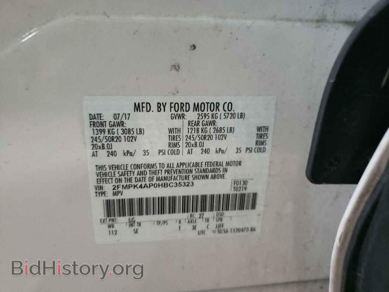 2017 FORD EDGE - VIN: 2FMPK4AP0HBC35323 - Фото 10