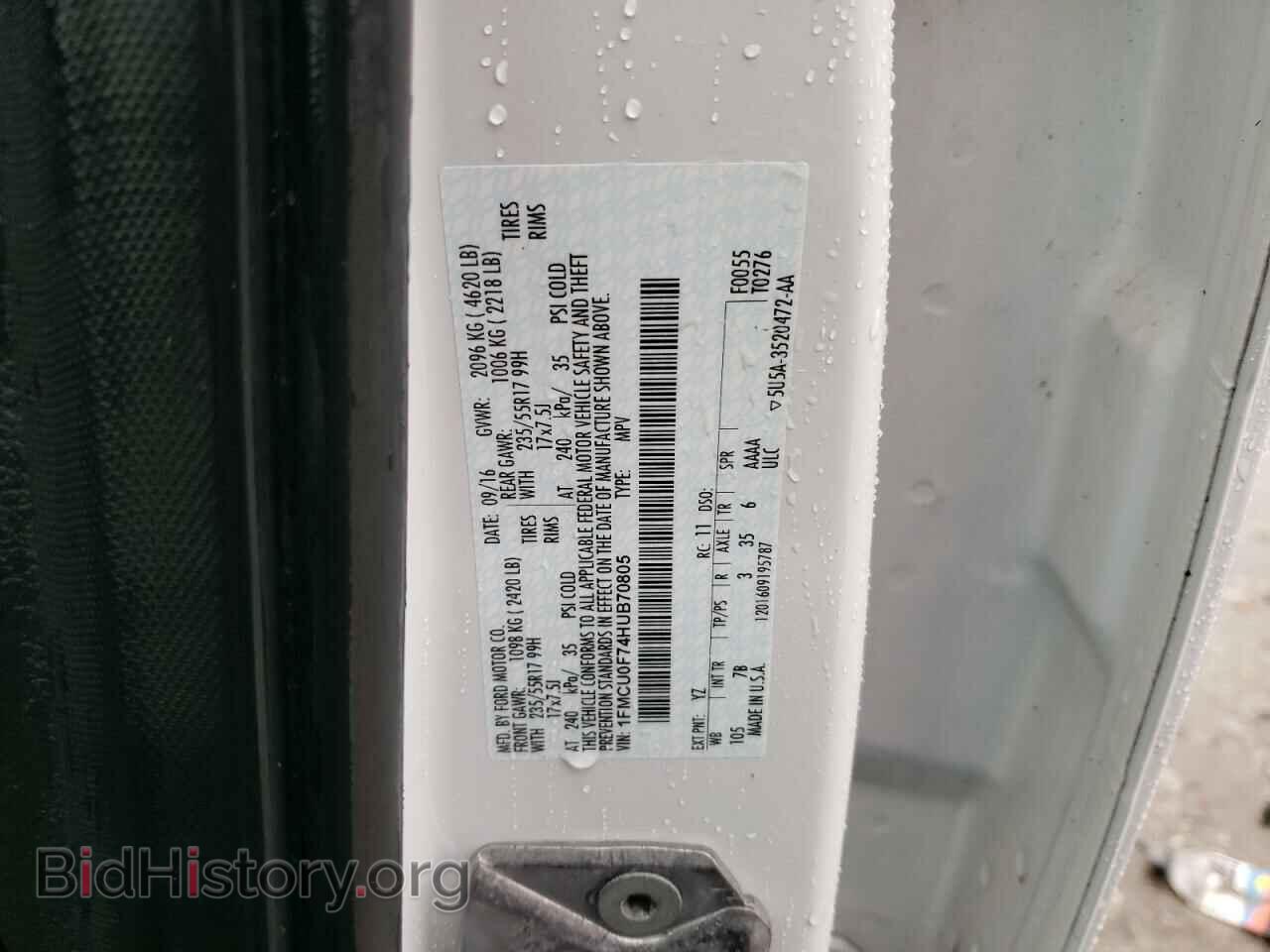 2017 FORD ESCAPE - VIN: 1FMCU0F74HUB70805 - Photo 13