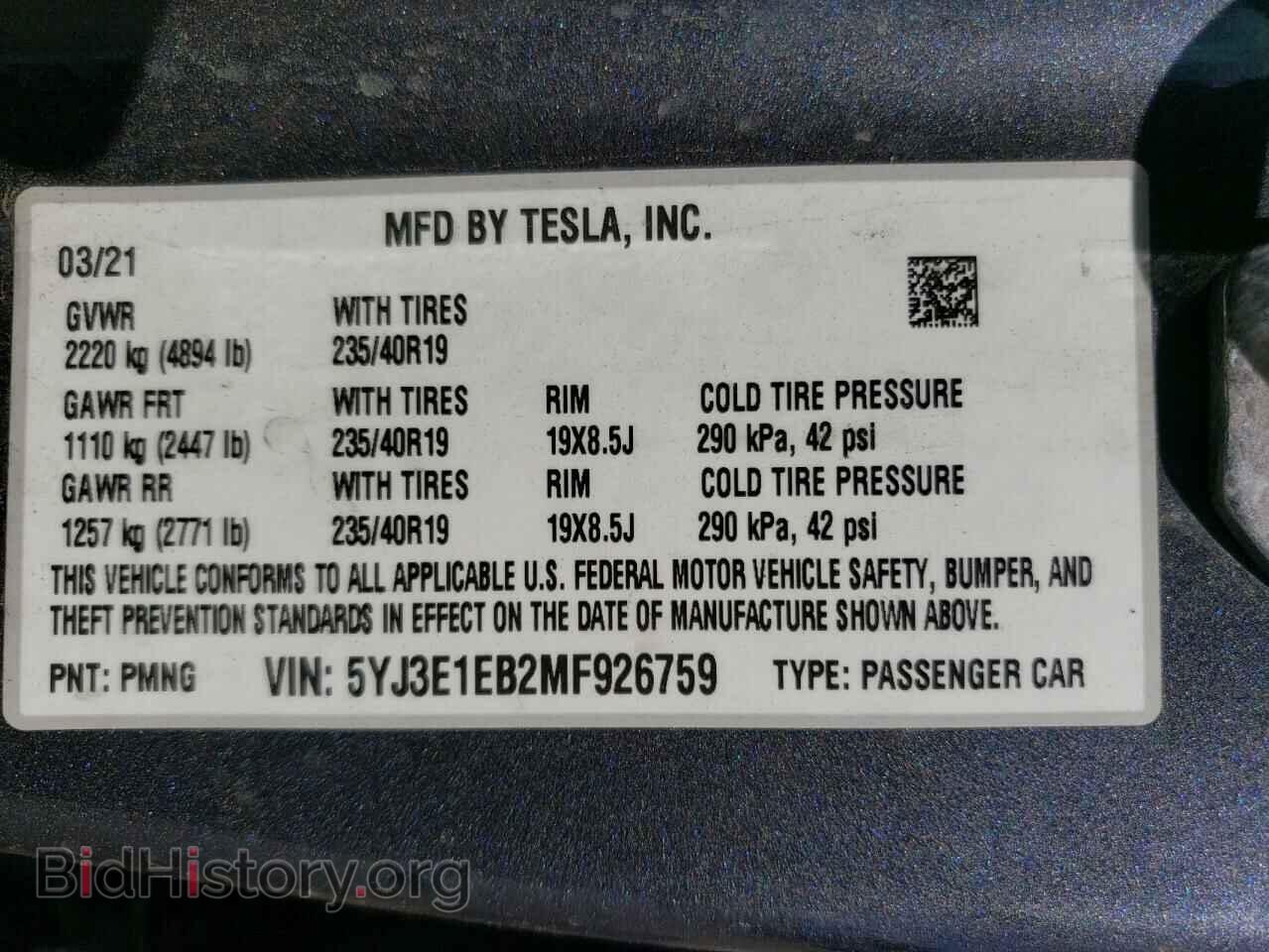 2021 TESLA MODEL 3 - VIN: 5YJ3E1EB2MF926759 - Photo 13