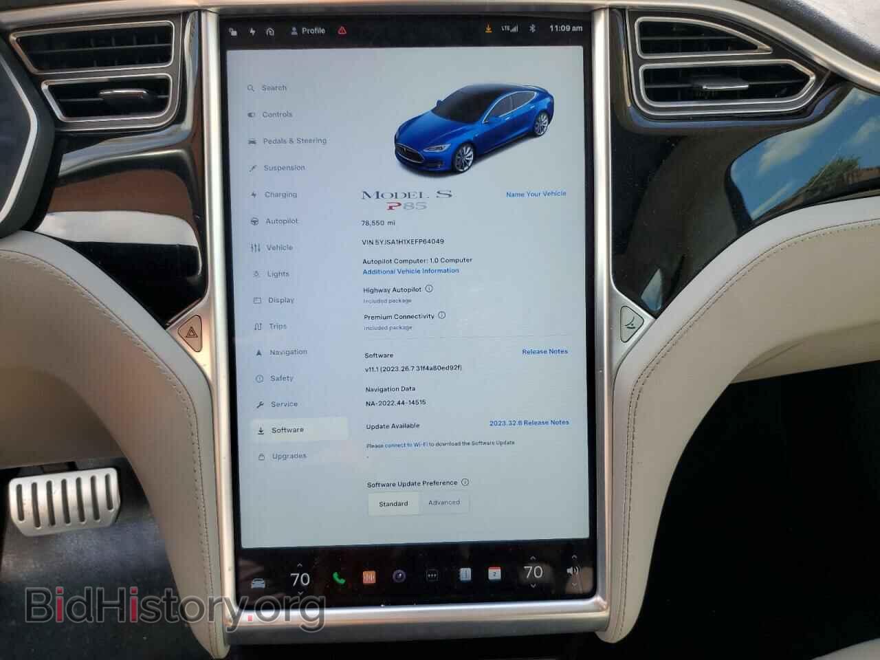 2014 TESLA MODEL S - VIN: 5YJSA1H1XEFP64049 - Фото 9