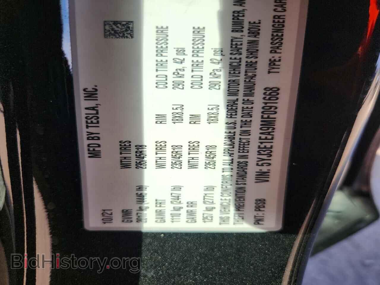 2021 TESLA MODEL 3 - VIN: 5YJ3E1EA9MF091668 - Photo 12