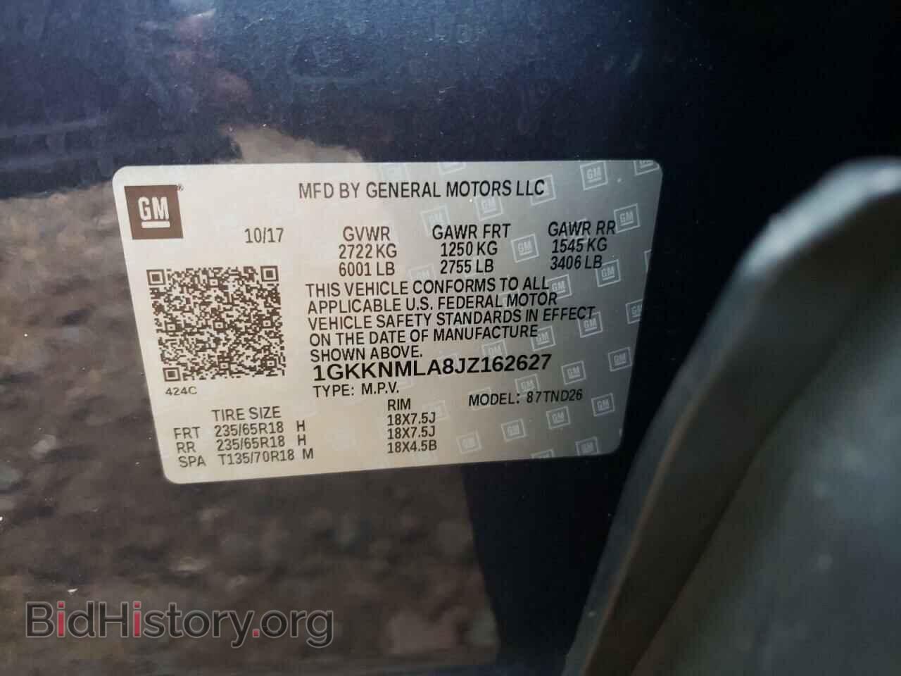 2018 GMC ACADIA - VIN: 1GKKNMLA8JZ162627 - Фото 10