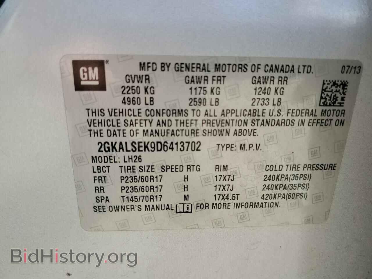 2013 GMC TERRAIN - VIN: 2GKALSEK9D6413702 - Photo 13