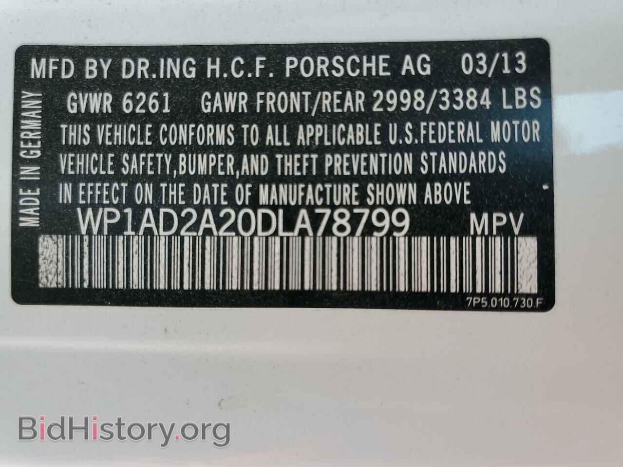 2013 PORSCHE CAYENNE - VIN: WP1AD2A20DLA78799 - Фото 14