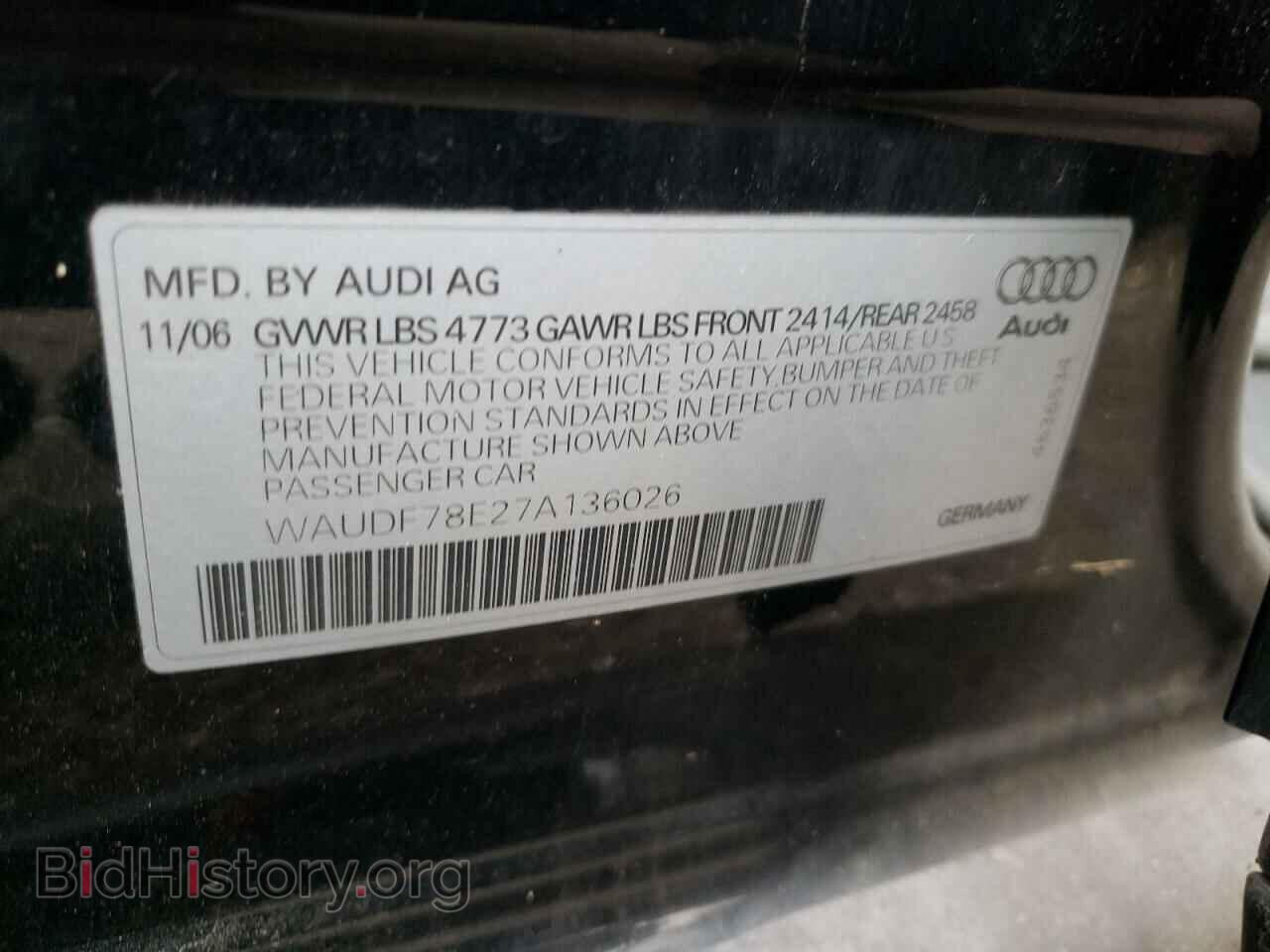 2007 AUDI A4 - VIN: WAUDF78E27A136026 - Фото 10