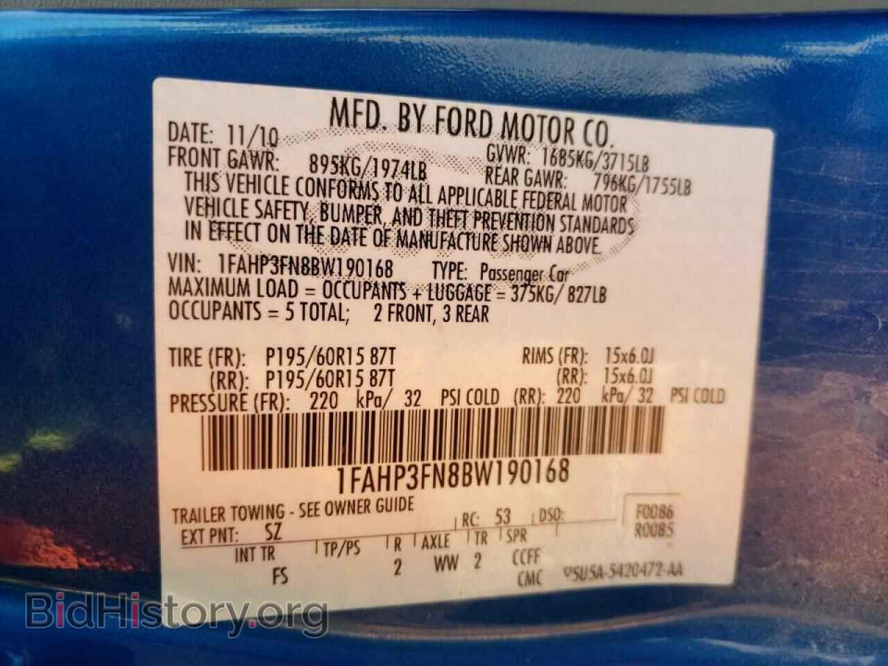 2011 FORD FOCUS - VIN: 1FAHP3FN8BW190168 - Фото 10