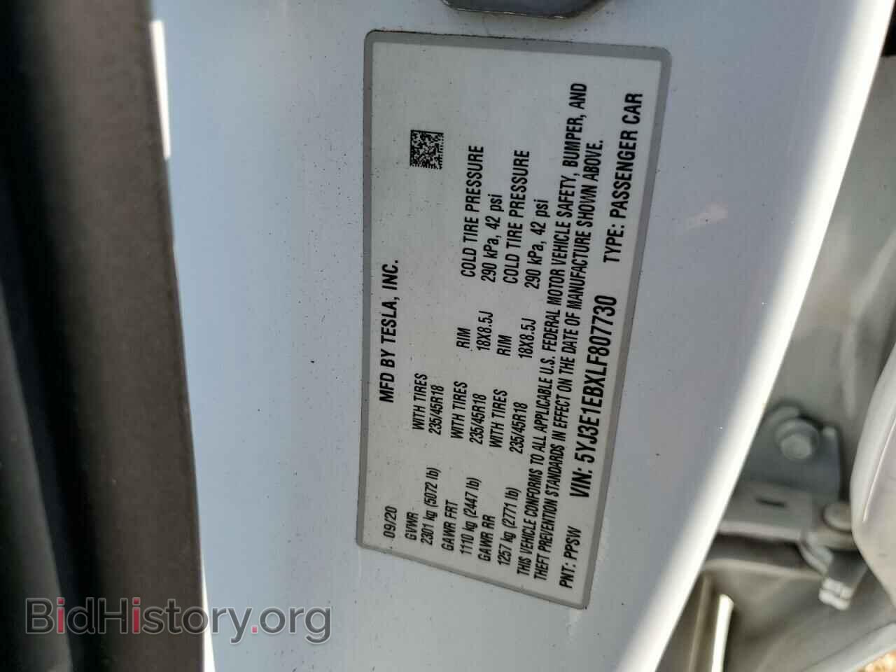 2020 TESLA MODEL 3 - VIN: 5YJ3E1EBXLF807730 - Фото 12