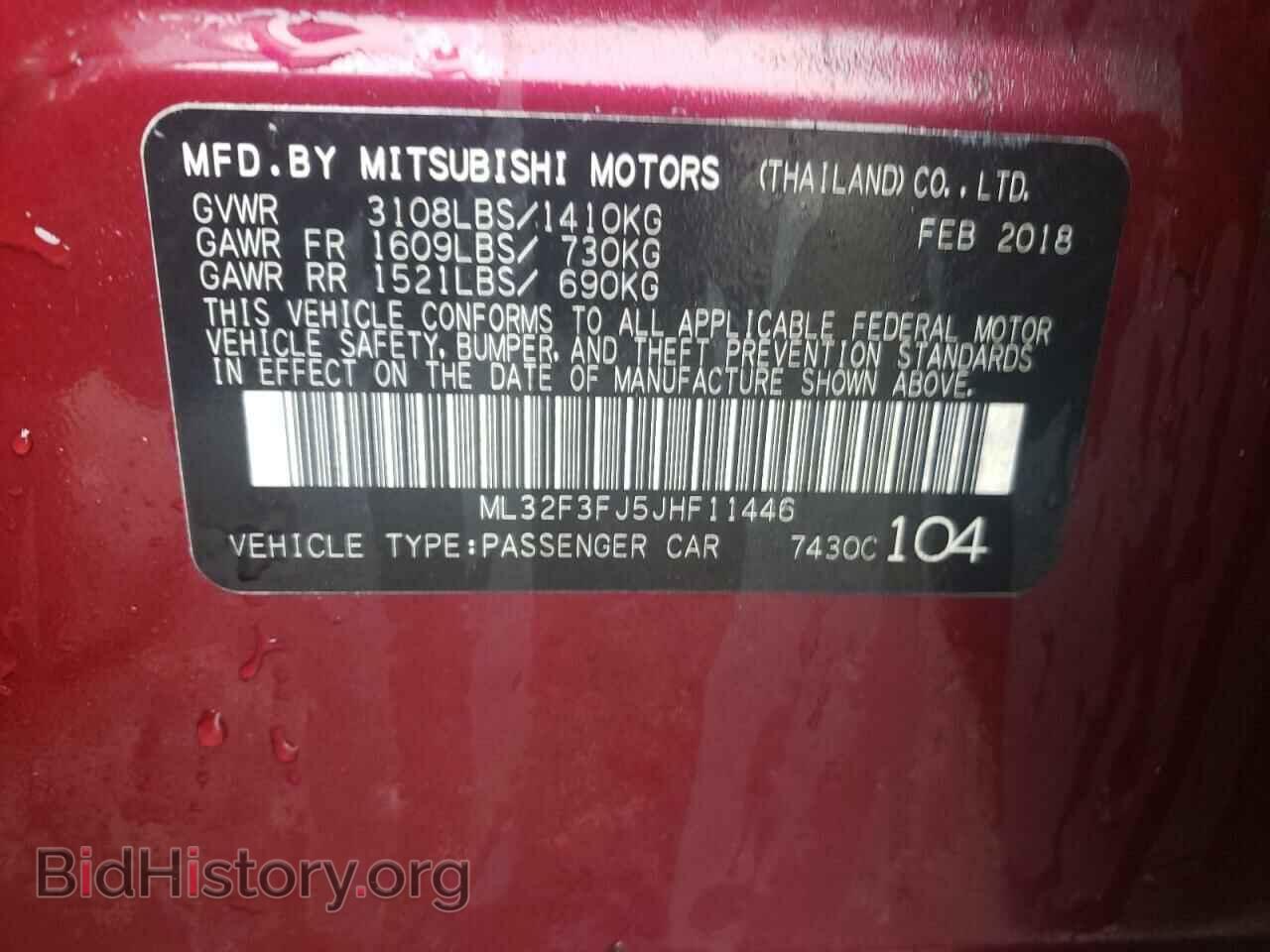 2018 MITSUBISHI MIRAGE - VIN: ML32F3FJ5JHF11446 - Фото 10