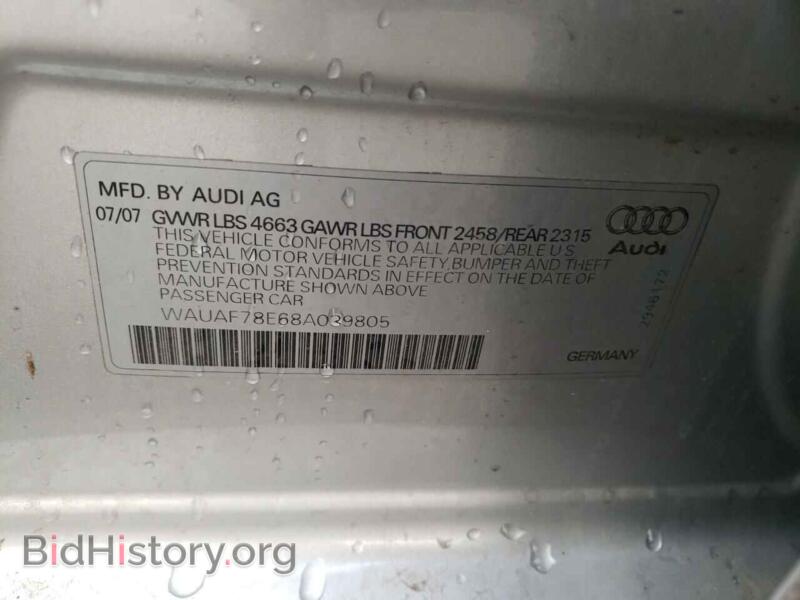 2008 Audi A4 (VIN WAUAF78E68A039805) — фото 10 из 10