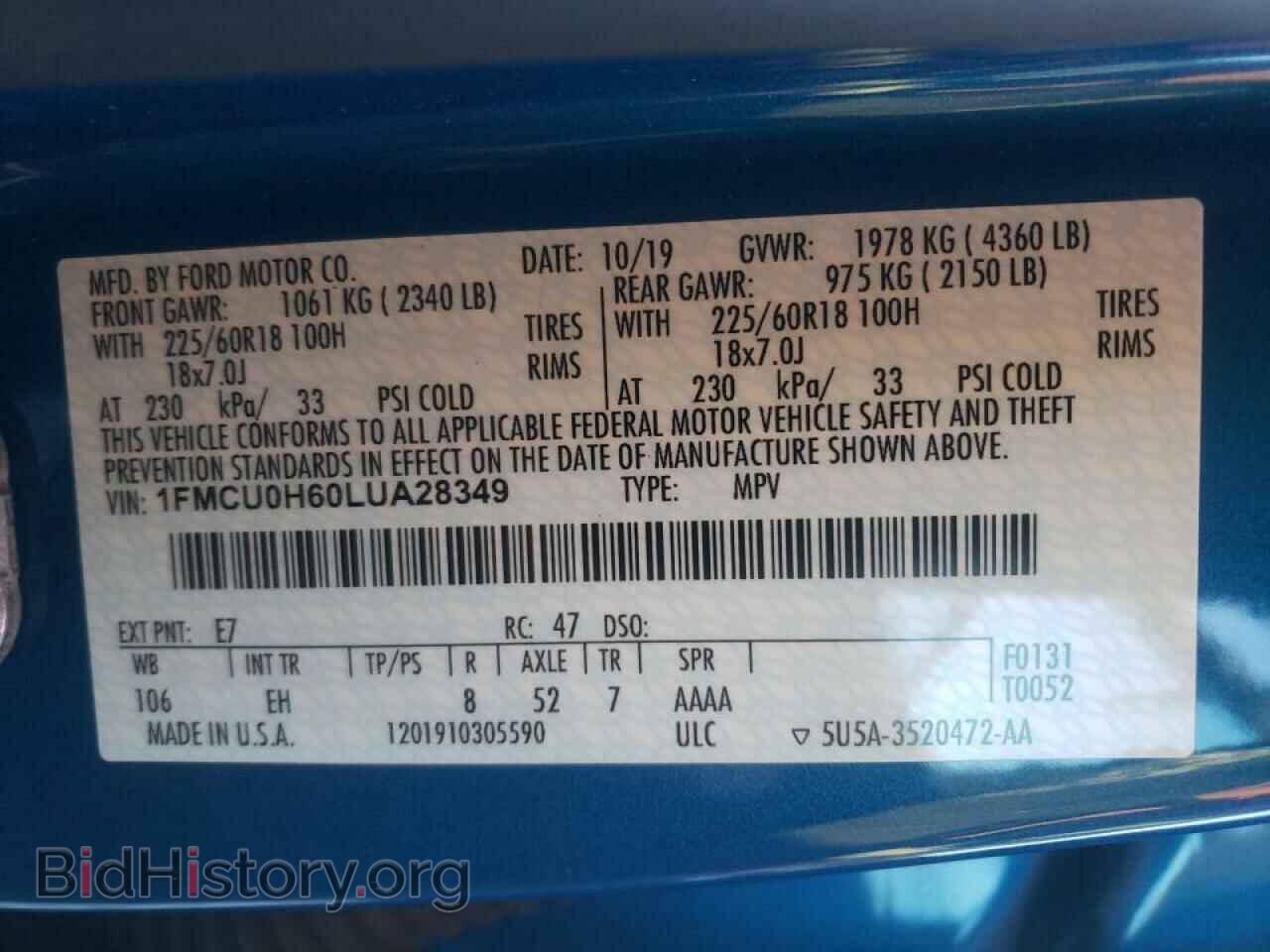 2020 FORD ESCAPE - VIN: 1FMCU0H60LUA28349 - Photo 10