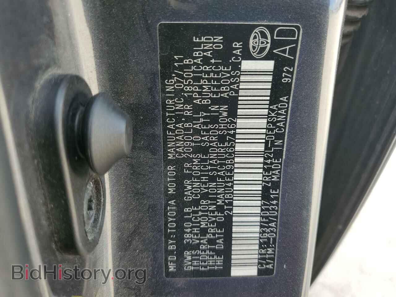 2011 TOYOTA COROLLA - VIN: 2T1BU4EE9BC657462 - Фото 12