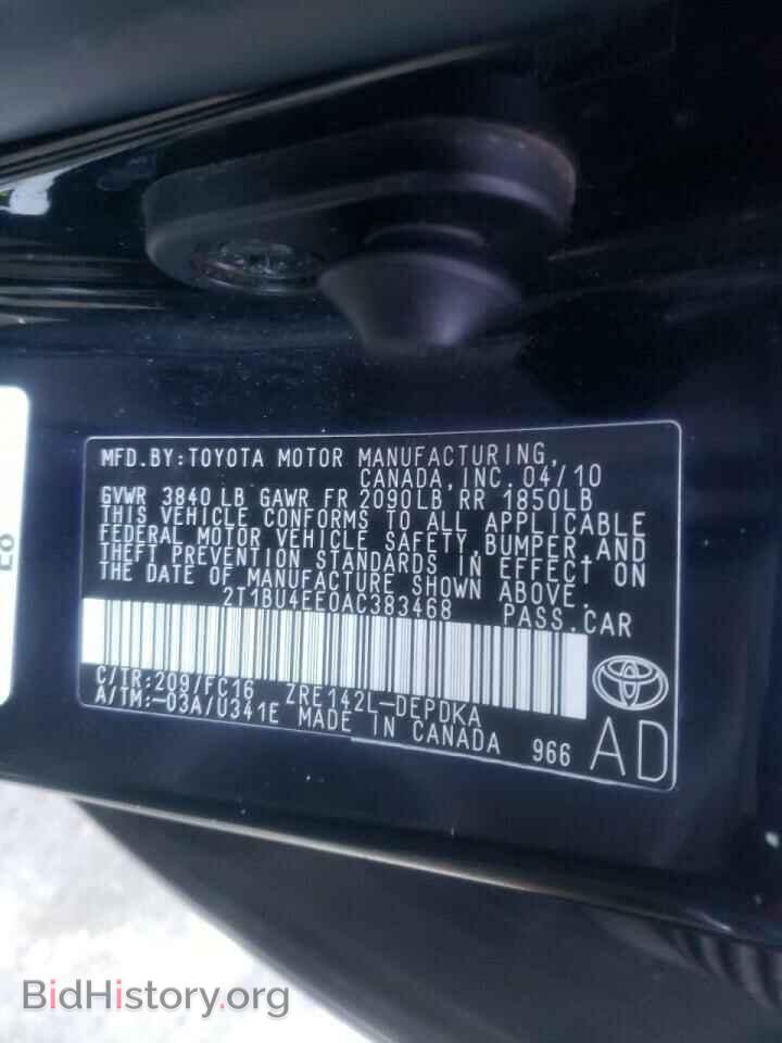 2010 TOYOTA COROLLA - VIN: 2T1BU4EE0AC383468 - Фото 10