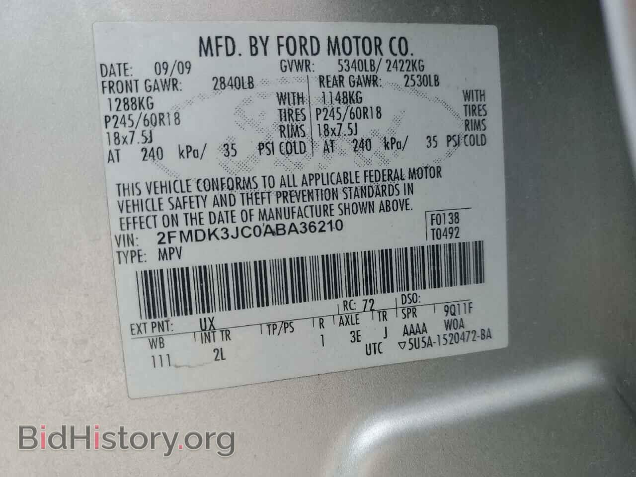 2010 FORD EDGE - VIN: 2FMDK3JC0ABA36210 - Фото 12