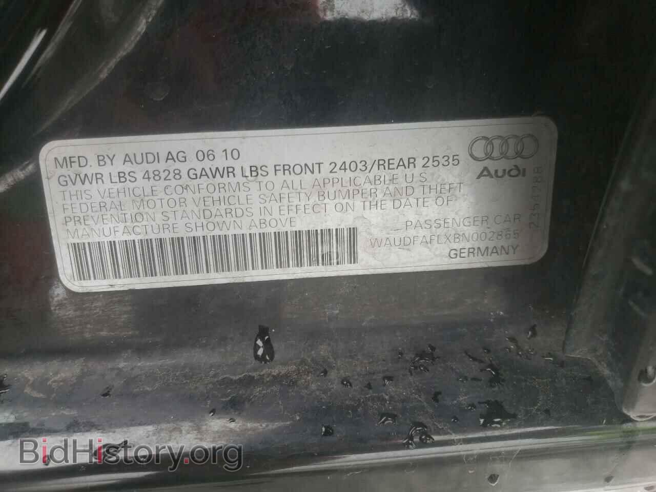 2011 AUDI A4 - VIN: WAUDFAFLXBN002865 - Фото 10