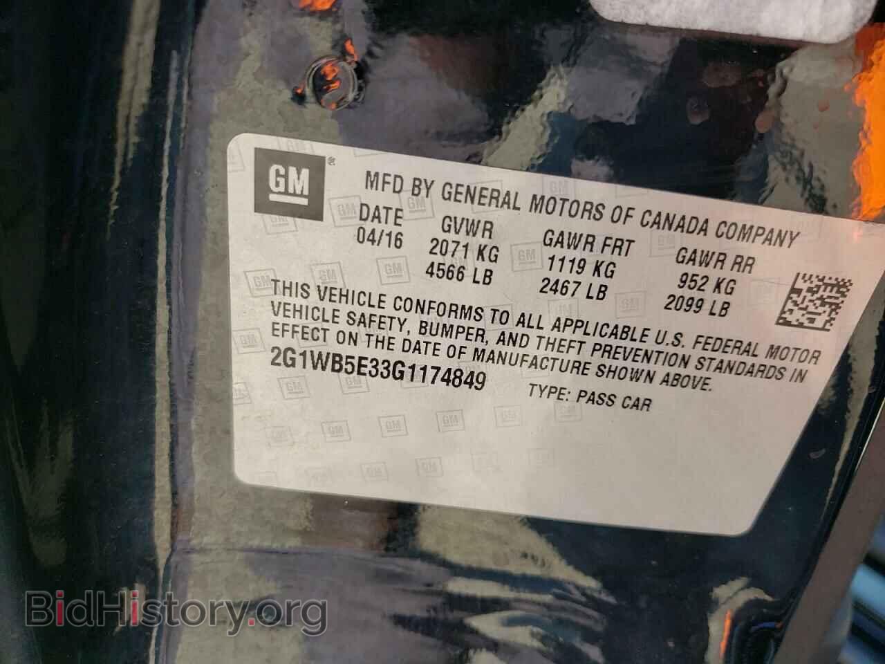 2016 CHEVROLET IMPALA - VIN: 2G1WB5E33G1174849 - Photo 12