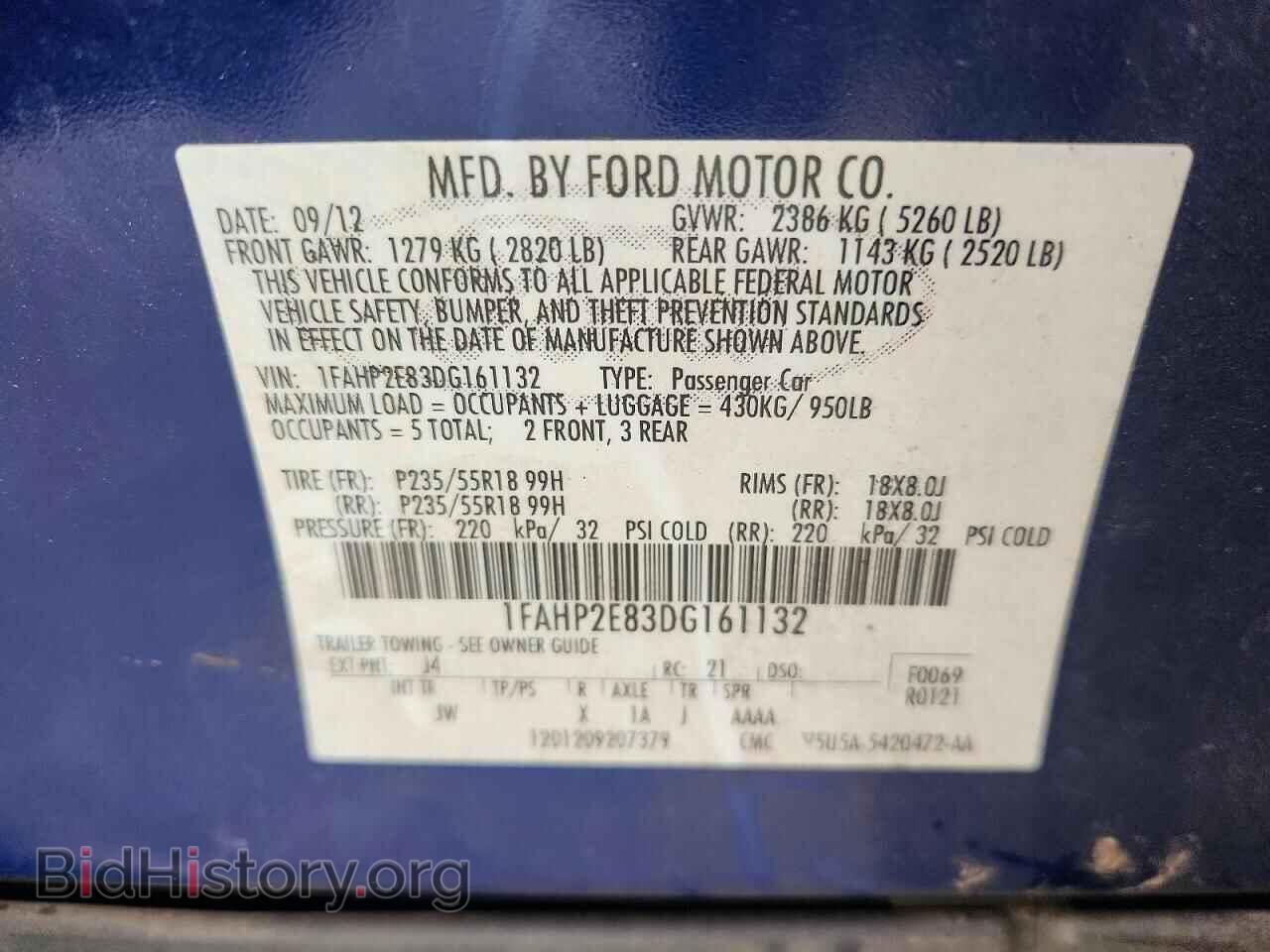 2013 FORD TAURUS - VIN: 1FAHP2E83DG161132 - Фото 12