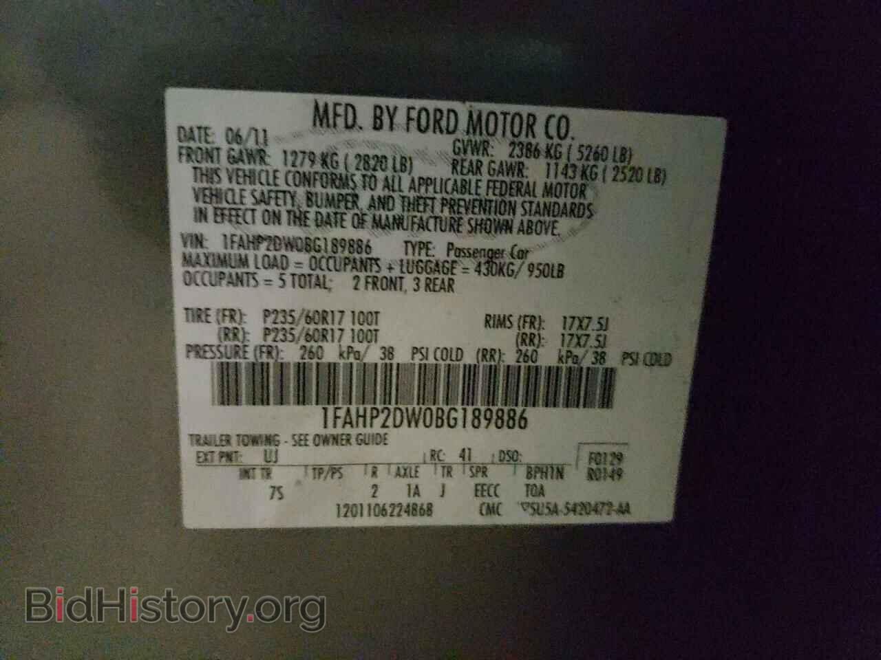 2011 FORD TAURUS - VIN: 1FAHP2DW0BG189886 - Photo 10
