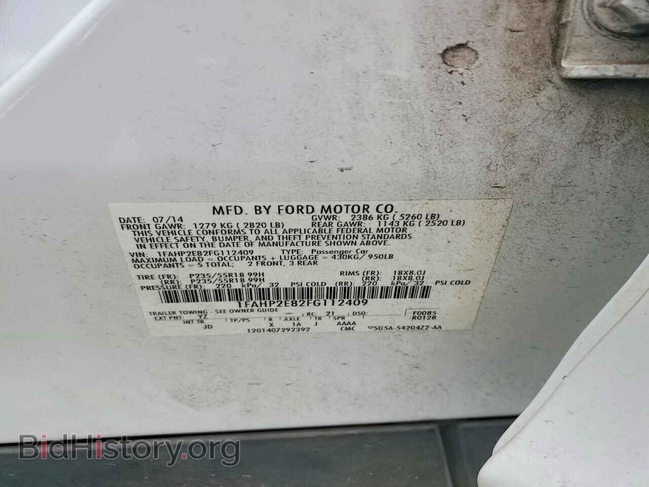2015 FORD TAURUS - VIN: 1FAHP2E82FG112409 - Фото 13