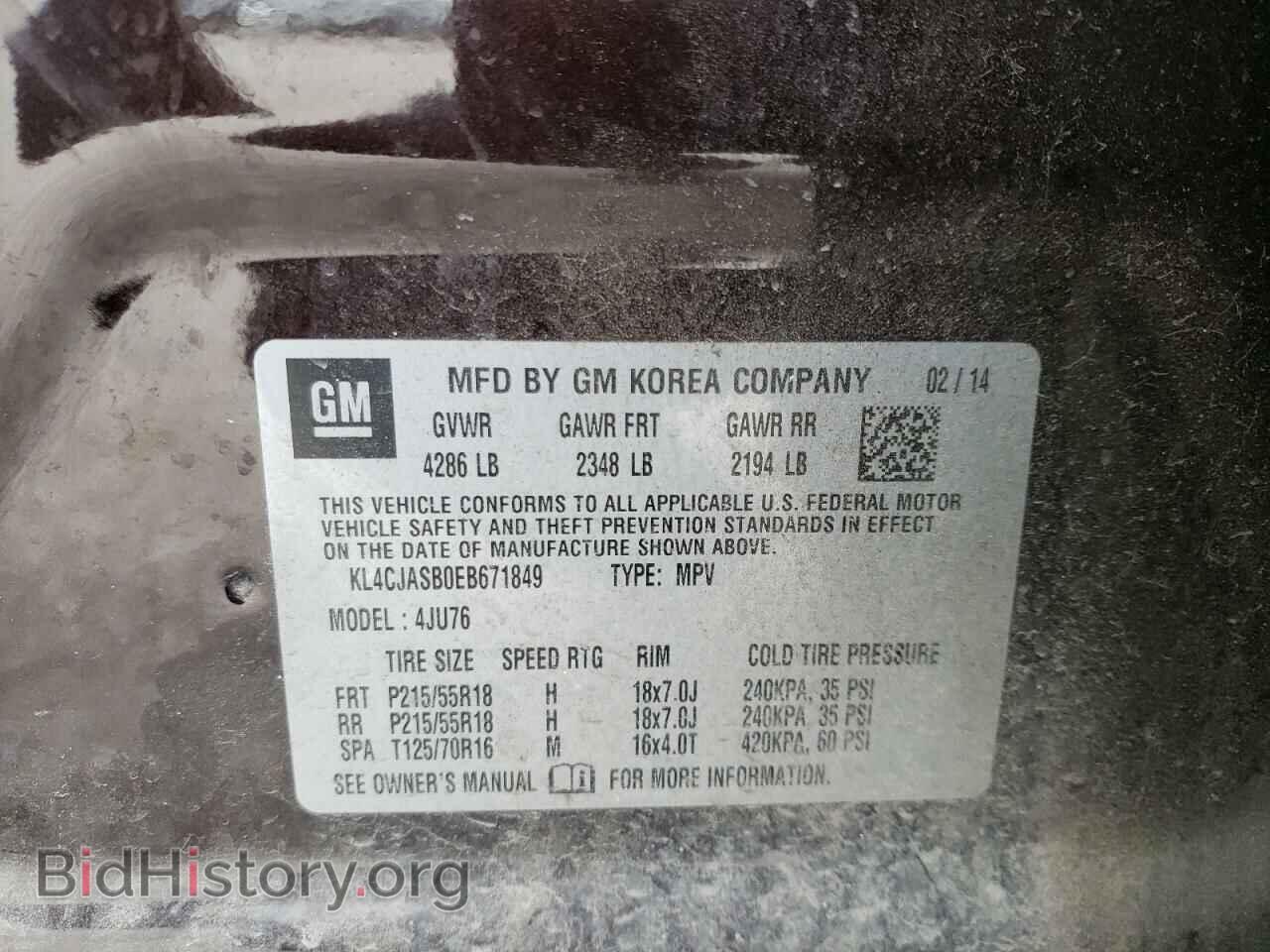 2014 BUICK ENCORE - VIN: KL4CJASB0EB671849 - Фото 10