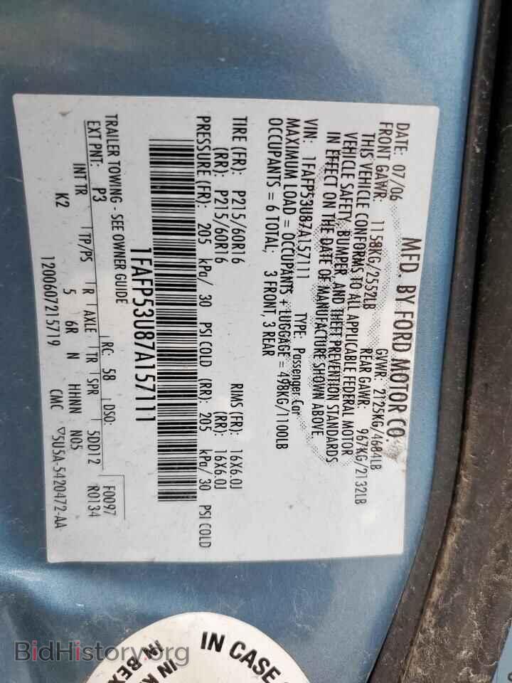2007 FORD TAURUS - VIN: 1FAFP53U87A157111 - Photo 12