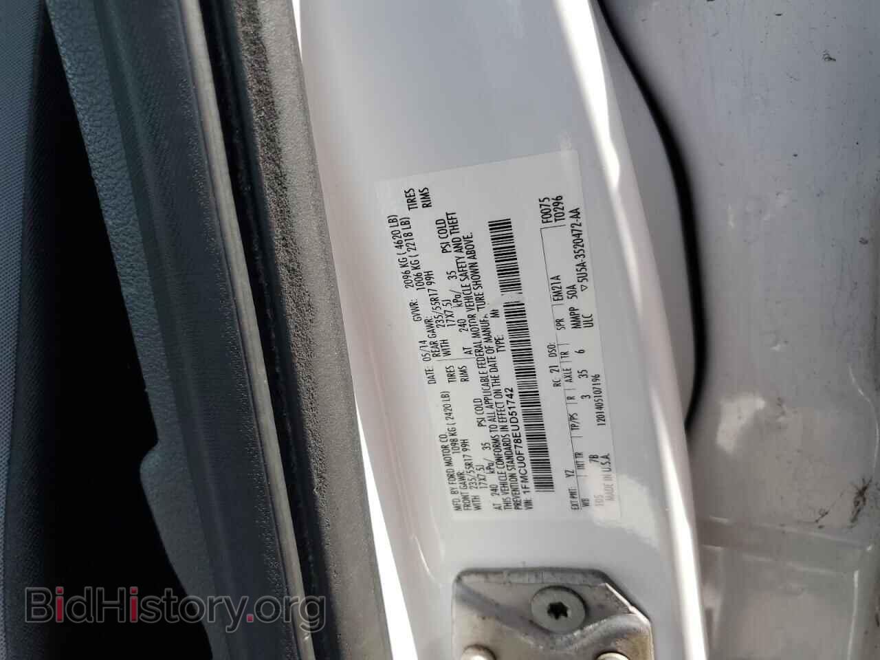 2014 FORD ESCAPE - VIN: 1FMCU0F78EUD51742 - Фото 12