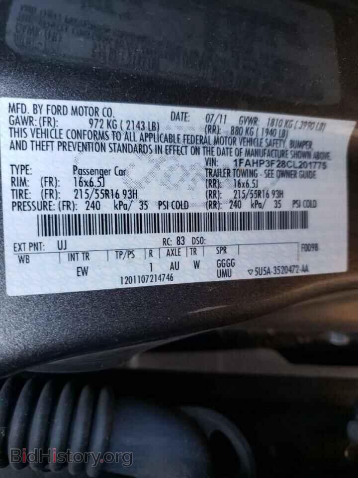 2012 FORD FOCUS - VIN: 1FAHP3F28CL201775 - Фото 10
