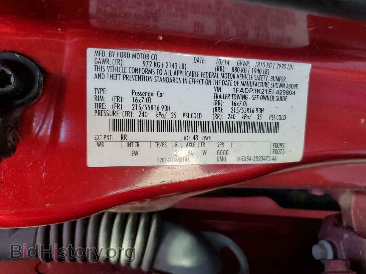 2014 FORD FOCUS - VIN: 1FADP3K21EL429804 - Фото 12