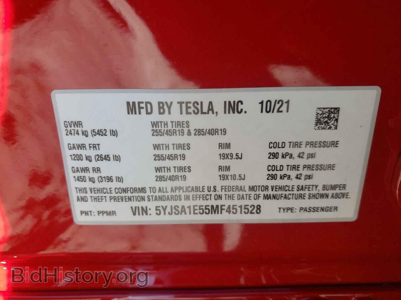 2021 TESLA MODEL S - VIN: 5YJSA1E55MF451528 - Photo 10